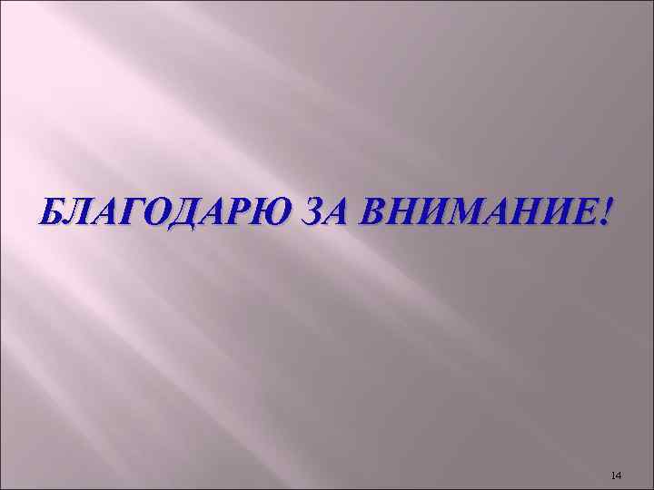 БЛАГОДАРЮ ЗА ВНИМАНИЕ! 14 