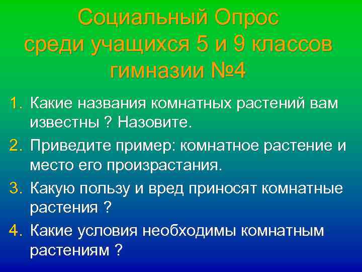 Социальный Опрос среди учащихся 5 и 9 классов гимназии № 4 1. Какие названия