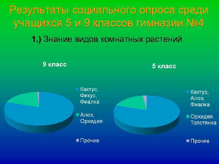 Результаты социального опроса среди учащихся 5 и 9 классов гимназии № 4 1. )