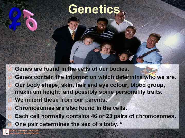 Genetics q q q q Genes are found in the cells of our bodies.