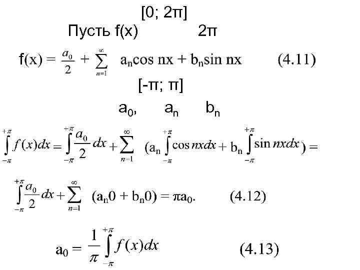 [0; 2π] Пусть f(x) 2π f [-π; π] а 0, аn bn 