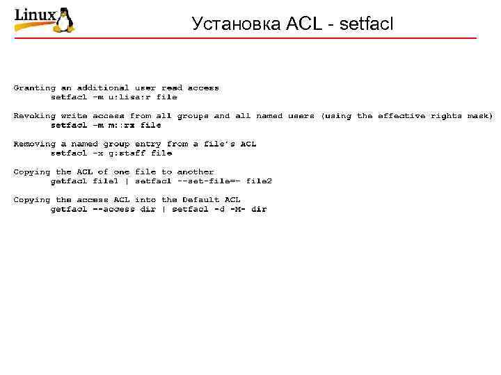 Установка ACL - setfacl 