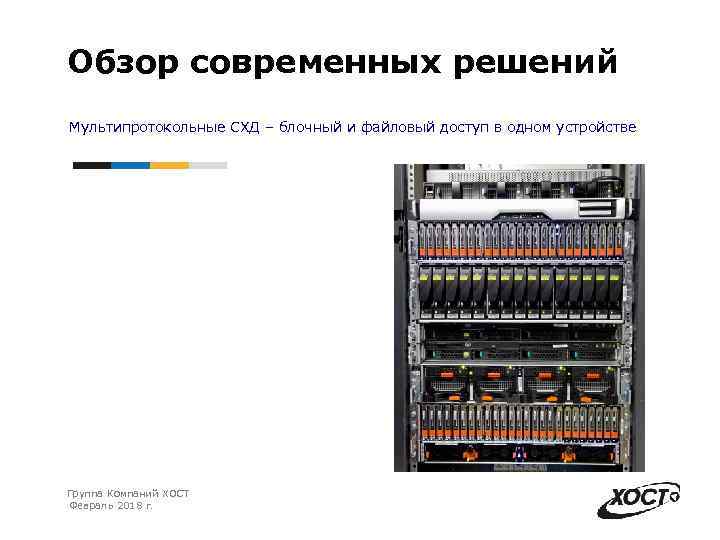 Обзор современных решений Мультипротокольные СХД – блочный и файловый доступ в одном устройстве Группа