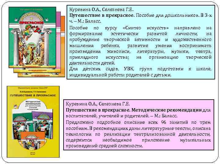 Куревина О. А. , Селезнева Г. Е. Путешествие в прекрасное. Пособие для дошкольников. В