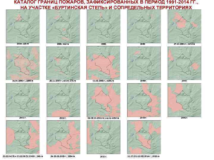 КАТАЛОГ ГРАНИЦ ПОЖАРОВ, ЗАФИКСИРОВАННЫХ В ПЕРИОД 1991 -2014 ГГ. , НА УЧАСТКЕ «БУРТИНСКАЯ СТЕПЬ»