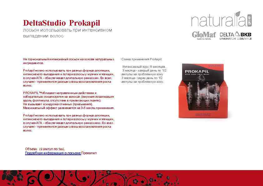 Delta. Studio Prokapil лосьон использовать при интенсивном выпадении волос Не гормональный интенсивный лосьон на