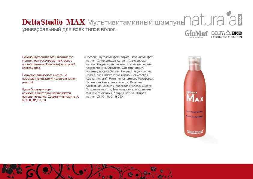 Delta. Studio MAX Мультивитаминный шампунь универсальный для всех типов волос Рекомендуется для всех типов