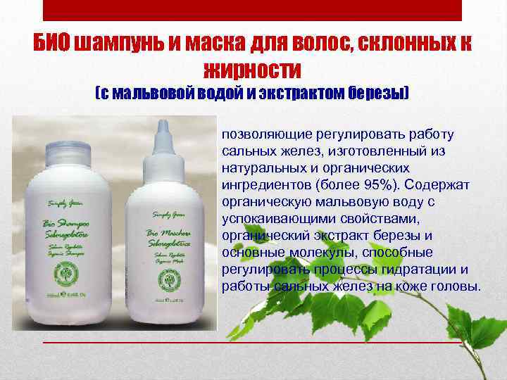 БИО шампунь и маска для волос, склонных к жирности (с мальвовой водой и экстрактом