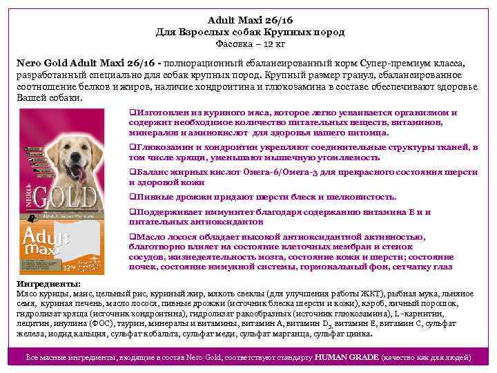 Adult Maxi 26/16 Для Взрослых собак Крупных пород Фасовка – 12 кг Nero Gold