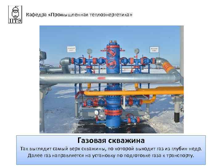 Кафедра «Промышленная теплоэнергетика» Газовая скважина Так выглядит самый верх скважины, по которой выходит газ