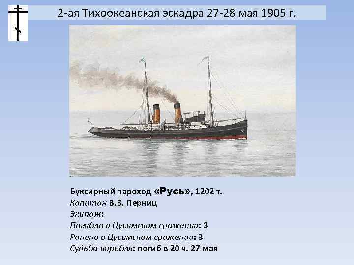 2 -ая Тихоокеанская эскадра 27 -28 мая 1905 г. Буксирный пароход «Русь» , 1202