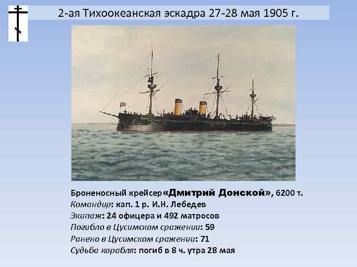 2 -ая Тихоокеанская эскадра 27 -28 мая 1905 г. Броненосный крейсер «Дмитрий Донской» ,