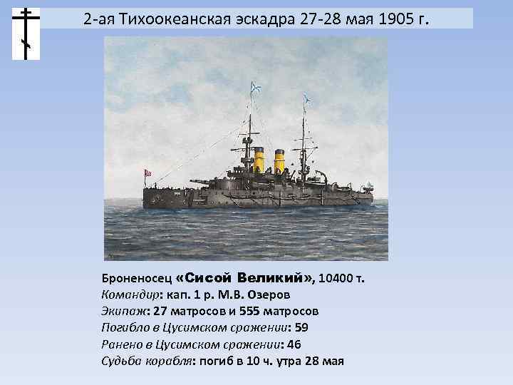 2 -ая Тихоокеанская эскадра 27 -28 мая 1905 г. Броненосец «Сисой Великий» , 10400