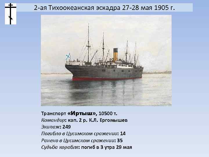2 -ая Тихоокеанская эскадра 27 -28 мая 1905 г. Транспорт «Иртыш» , 10500 т.