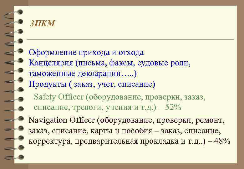 3 ПКМ Оформление прихода и отхода Канцелярия (письма, факсы, судовые роли, таможенные декларации…. .