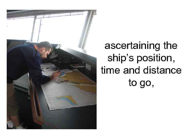 ascertaining the ship’s position, time and distance to go, 