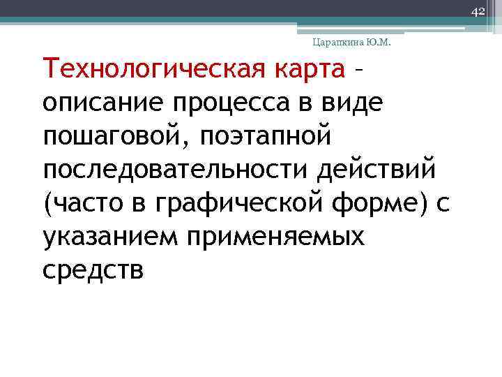 42 Царапкина Ю. М. Технологическая карта – описание процесса в виде пошаговой, поэтапной последовательности