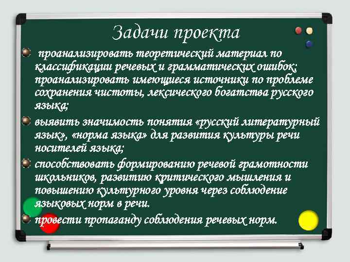 Задачи проекта проанализировать теоретический материал по классификации речевых и грамматических ошибок; проанализировать имеющиеся источники