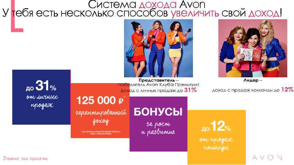 Система дохода Avon У тебя есть несколько способов увеличить свой доход! 