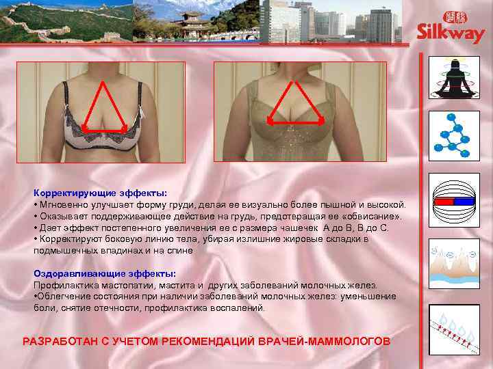 Корректирующие эффекты: • Мгновенно улучшает форму груди, делая ее визуально более пышной и высокой.