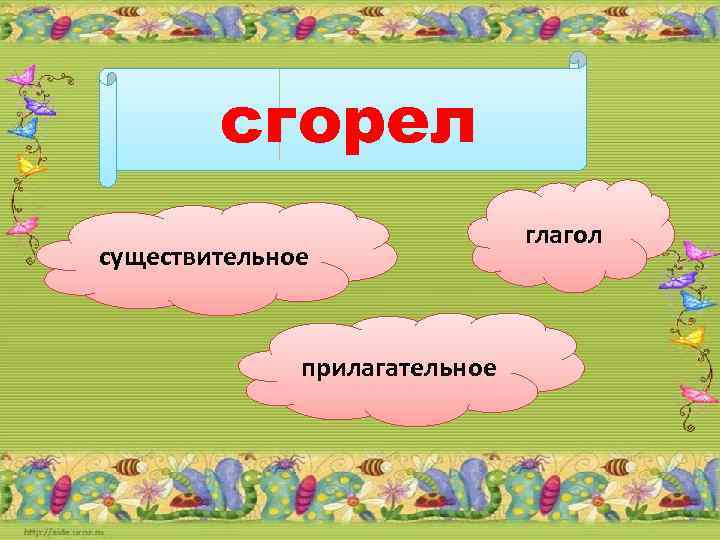 сгорел существительное прилагательное глагол 