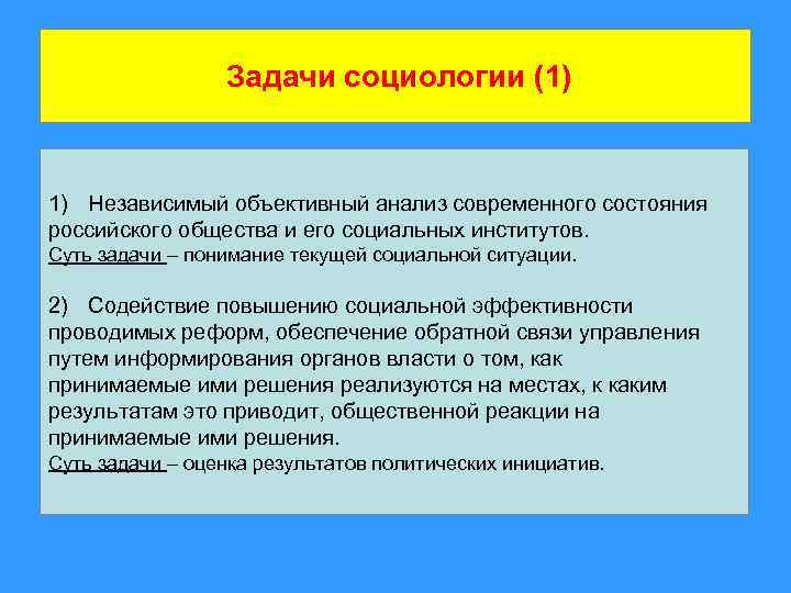 Объективное независимое. Задачи социологии.