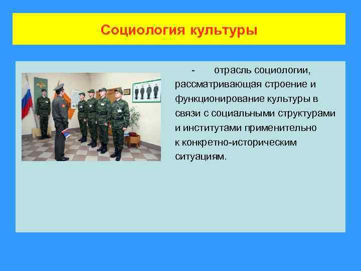 Социология культуры отрасль социологии, рассматривающая строение и функционирование культуры в связи с социальными структурами