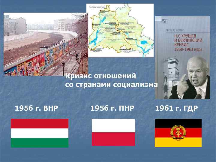 Кризис отношений со странами социализма 1956 г. ВНР 1956 г. ПНР 1961 г. ГДР