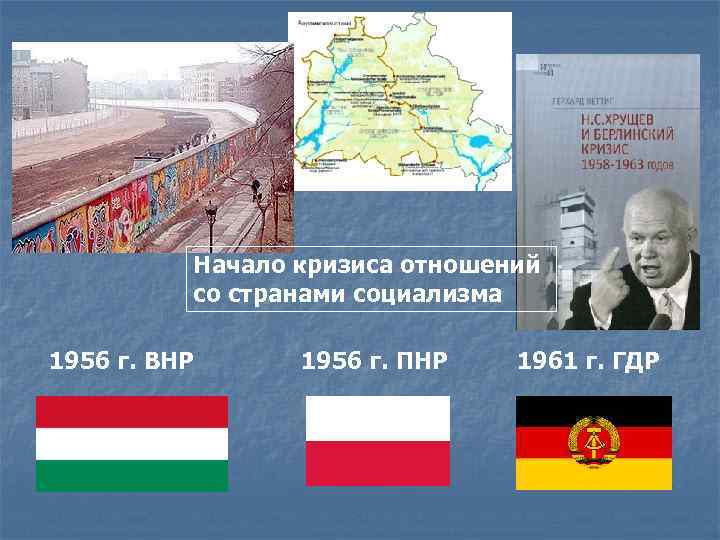 Начало кризиса отношений со странами социализма 1956 г. ВНР 1956 г. ПНР 1961 г.