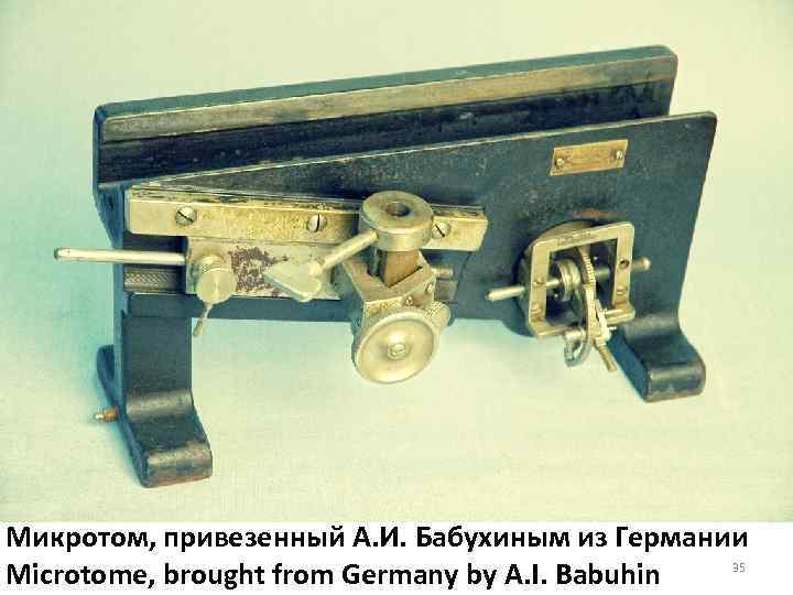 Микротом, привезенный А. И. Бабухиным из Германии 35 Microtome, brought from Germany by A.