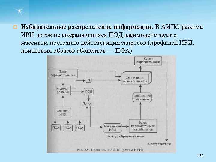 ¤ Избирательное распределение информации. В АИПС режима ИРИ поток не сохраняющихся ПОД взаимодействует с
