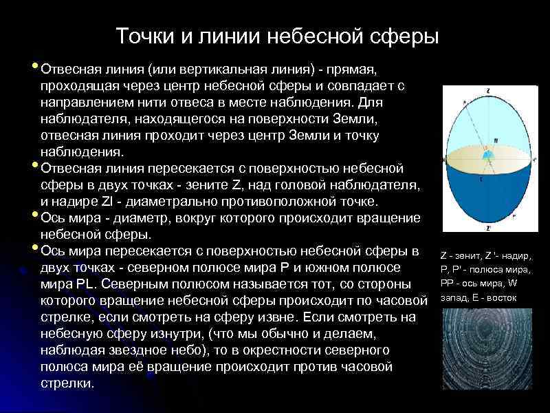 Небесная сфера отвесная линия