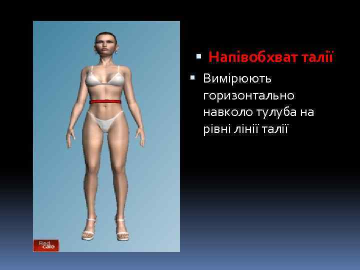  Напівобхват талії Вимірюють горизонтально навколо тулуба на рівні лінії талії 