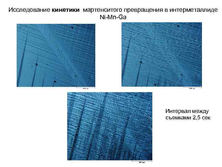 Исследование кинетики мартенситого превращения в интерметаллиде Ni Mn Ga Интервал между съемками 2, 5