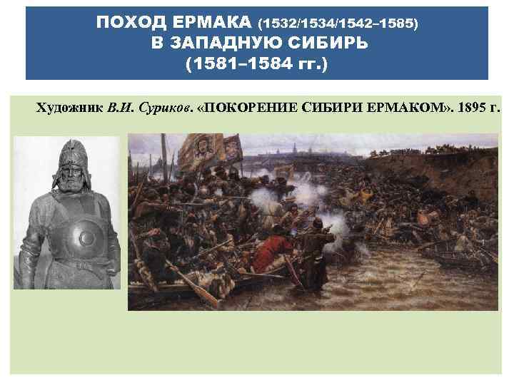 ПОХОД ЕРМАКА (1532/1534/1542– 1585) В ЗАПАДНУЮ СИБИРЬ (1581– 1584 гг. ) Художник В. И.