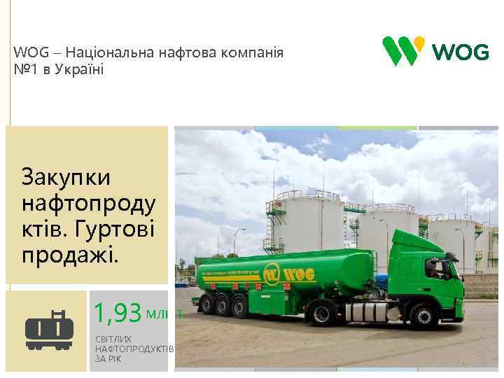 WOG – Національна нафтова компанія № 1 в Україні Закупки нафтопроду ктів. Гуртові продажі.