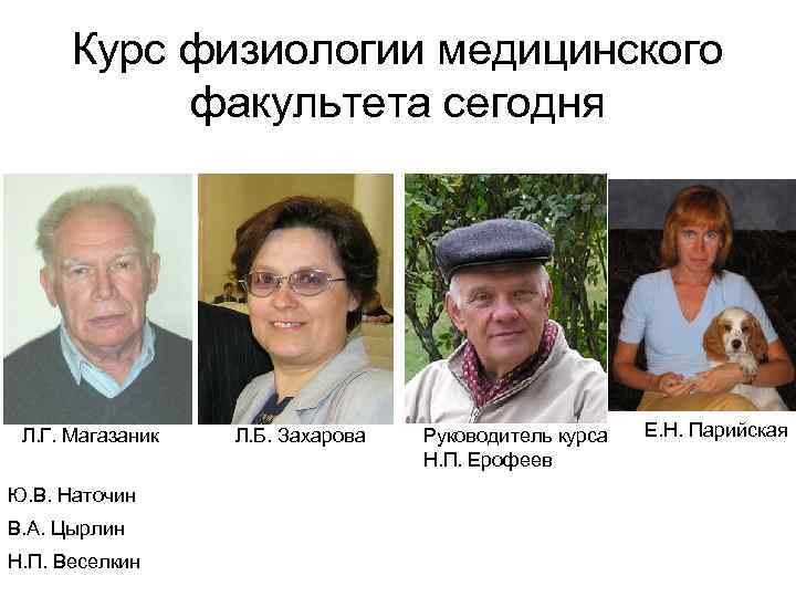 Курс физиологии медицинского факультета сегодня Л. Г. Магазаник Ю. В. Наточин В. А. Цырлин
