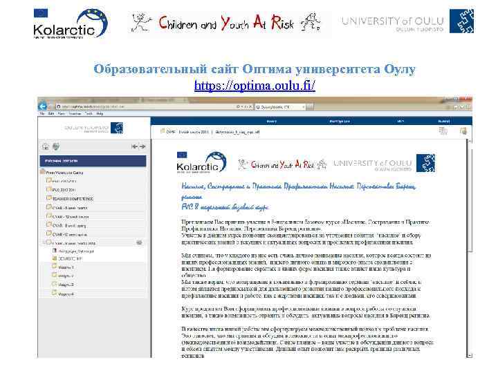 Образовательный сайт Оптима университета Оулу https: //optima. oulu. fi/ 