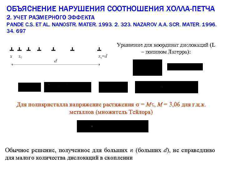 ОБЪЯСНЕНИЕ НАРУШЕНИЯ СООТНОШЕНИЯ ХОЛЛА-ПЕТЧА 2. УЧЕТ РАЗМЕРНОГО ЭФФЕКТА PANDE C. S. ET AL. NANOSTR.