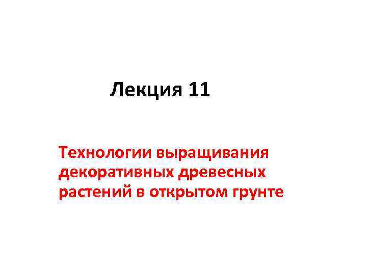 Лекция 11 Технологии выращивания декоративных древесных растений в открытом грунте 