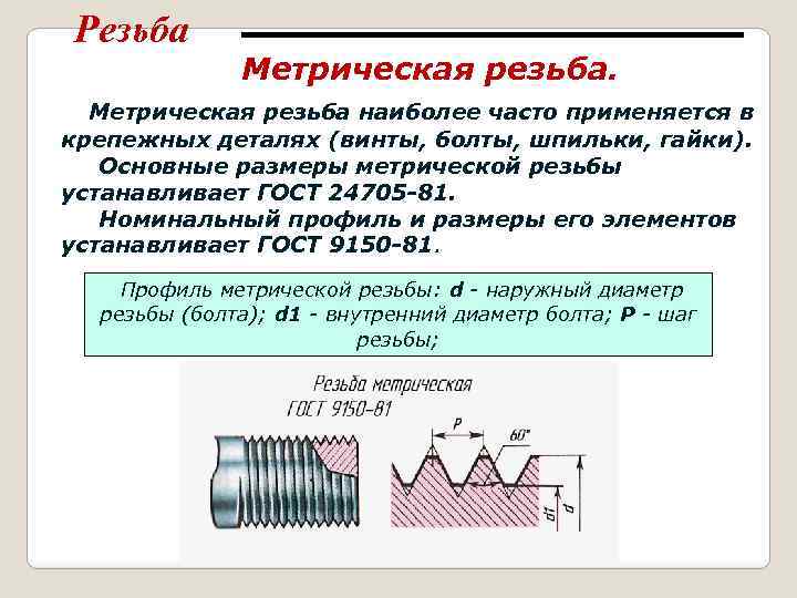 Резьба метрическая размеры