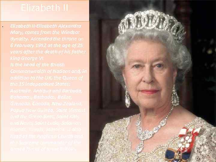 Elizabeth II • Elizabeth II-Elizabeth Alexandra Mary, comes from the Windsor Для правки структуры