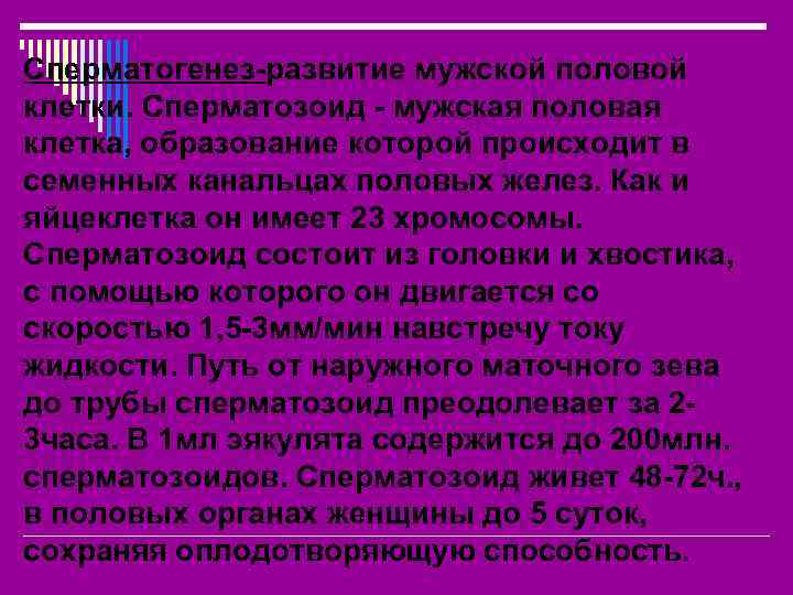 Сперматогенез-развитие мужской половой клетки. Сперматозоид - мужская половая клетка, образование которой происходит в семенных