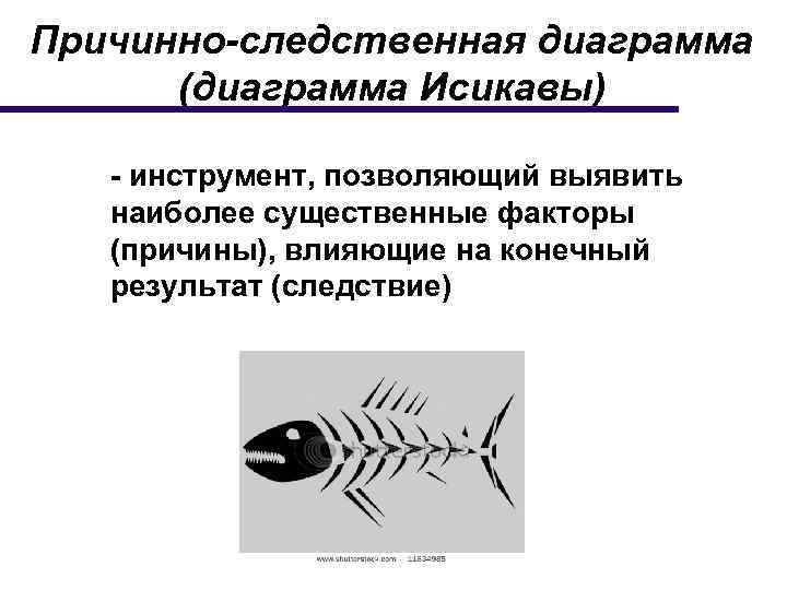 Причинно-следственная диаграмма (диаграмма Исикавы) - инструмент, позволяющий выявить наиболее существенные факторы (причины), влияющие на