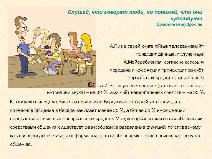 Слушай, что говорят люди, но понимай, что они чувствуют. Восточная мудрость А. Пиз в