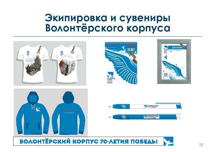 Экипировка и сувениры Волонтёрского корпуса 13 