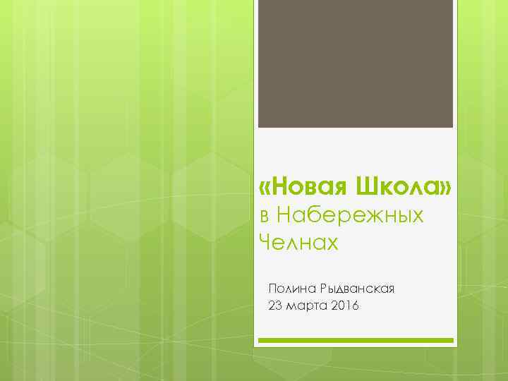  «Новая Школа» в Набережных Челнах Полина Рыдванская 23 марта 2016 