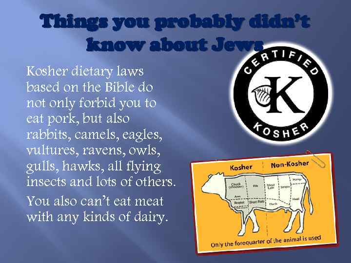 Things you probably didn’t know about Jews Kosher dietary laws based on the Bible