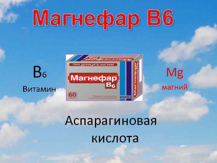Магнефар B 6 Mg магний Витамин Аспарагиновая кислота 