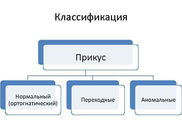 Классификация Прикус Нормальный (ортогнатический) Переходные Аномальные 